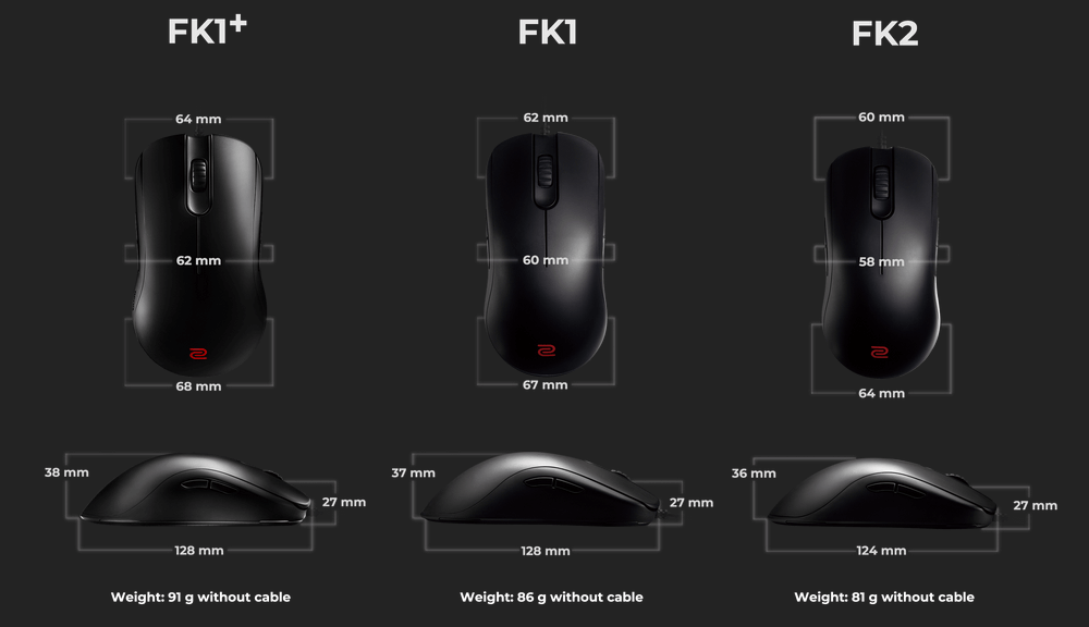 Zowie FK2 Size